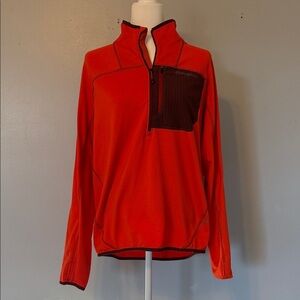 Eddie Bauer Orange Quarter Zip Pullover with Black Trim